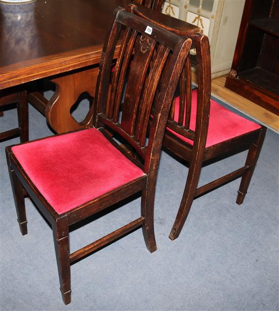 A set of six 1930s oak dining chairs